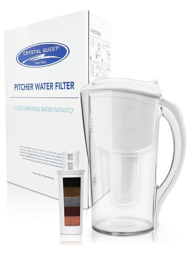 Crystal Quest Water Filter Pitcher- 12-Cup Capacity, Includes 1 Long-Life Filter, BPA Free, Meets NSF Standard 42 - Filters up to 2,000 Gallons - Alkalizing/White - Image 1